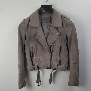 BLANKNYC Women's Distressed Grey Suede Moto Jacket Sz S Moto, Bikercore, Chic